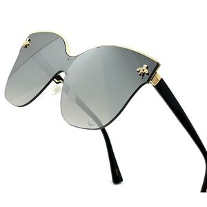 Sunglasses Women's Fashion Rimless Silver Mirrored Trendy Designer UV400 Protect